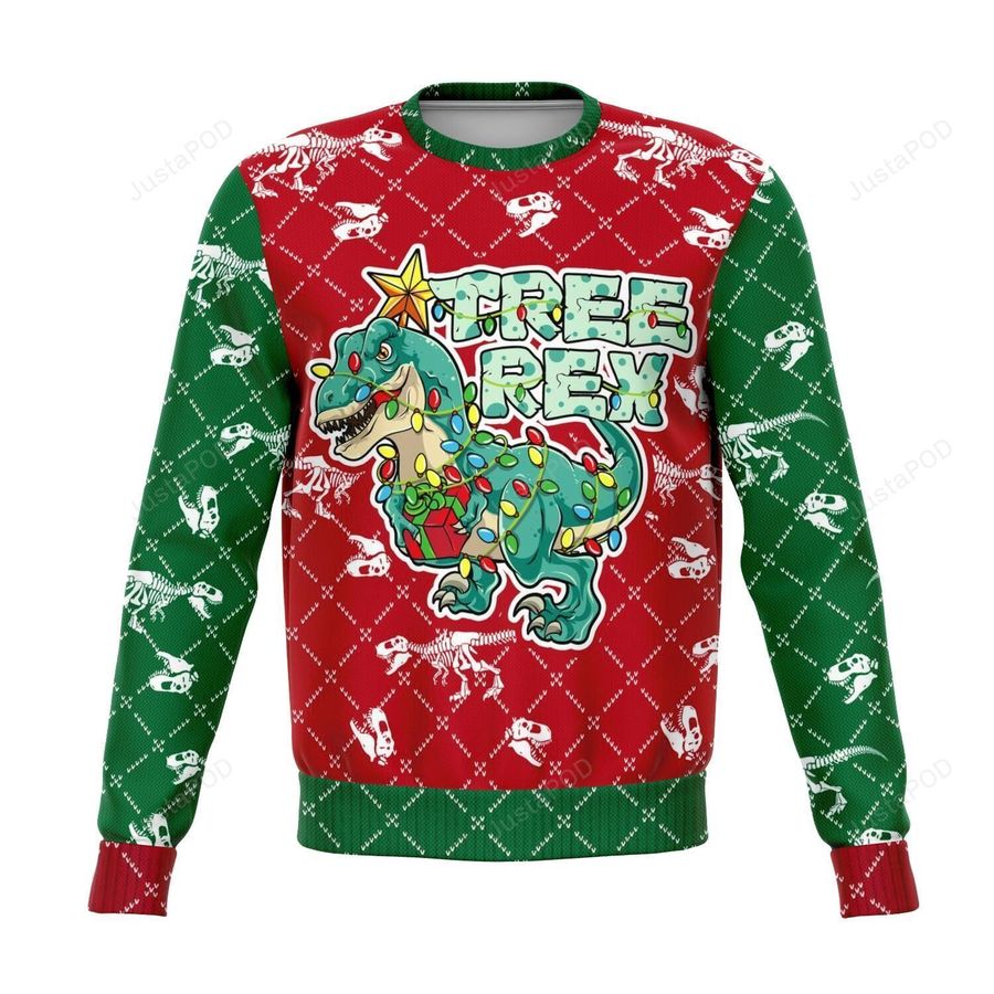Tree Rex T-rex Dinosaur Ugly Christmas Sweater, All Over Print Sweatshirt, Ugly Sweater, Christmas Sweaters, Hoodie, Sweater