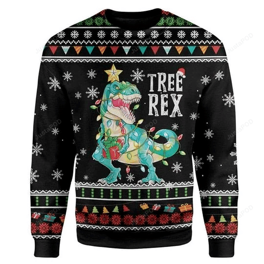Tree Rex Xmas Dinosaur Ugly Christmas Sweater All Over Print.png