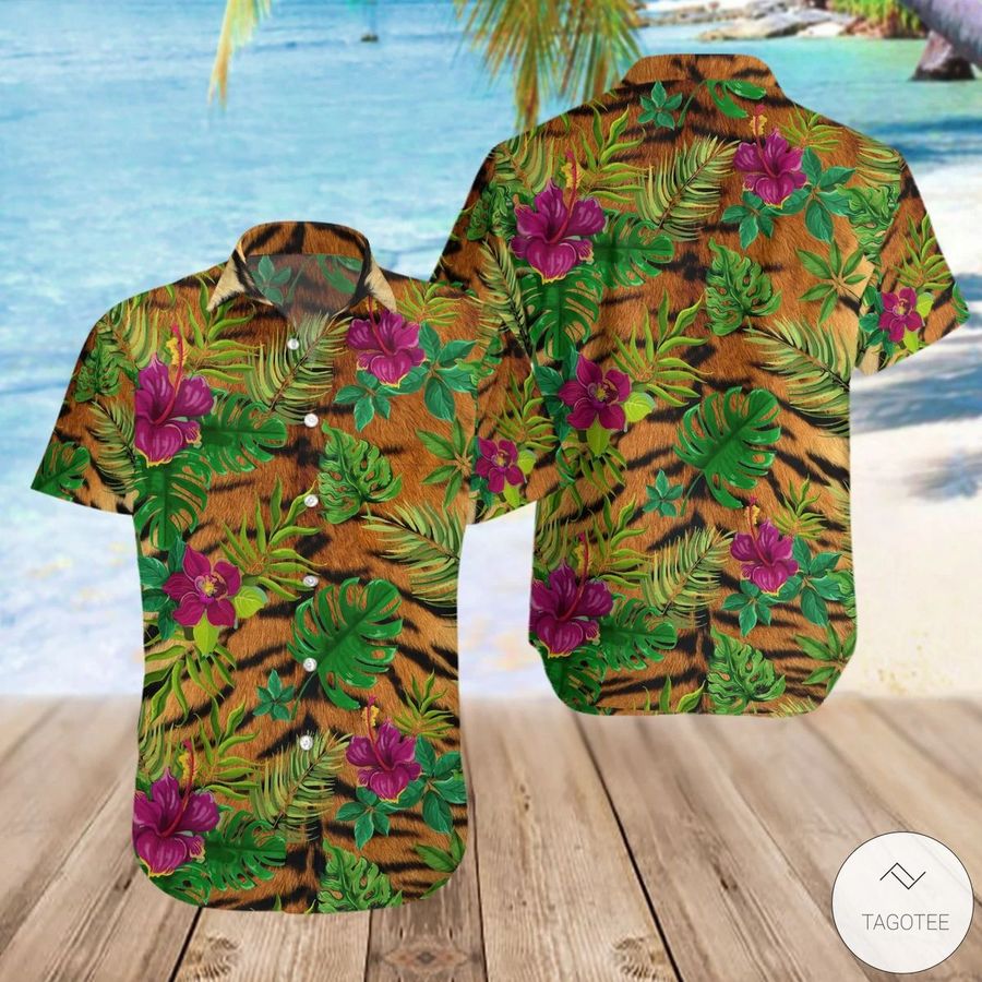 Tropical Striped Tiger Hawaiian Shirt