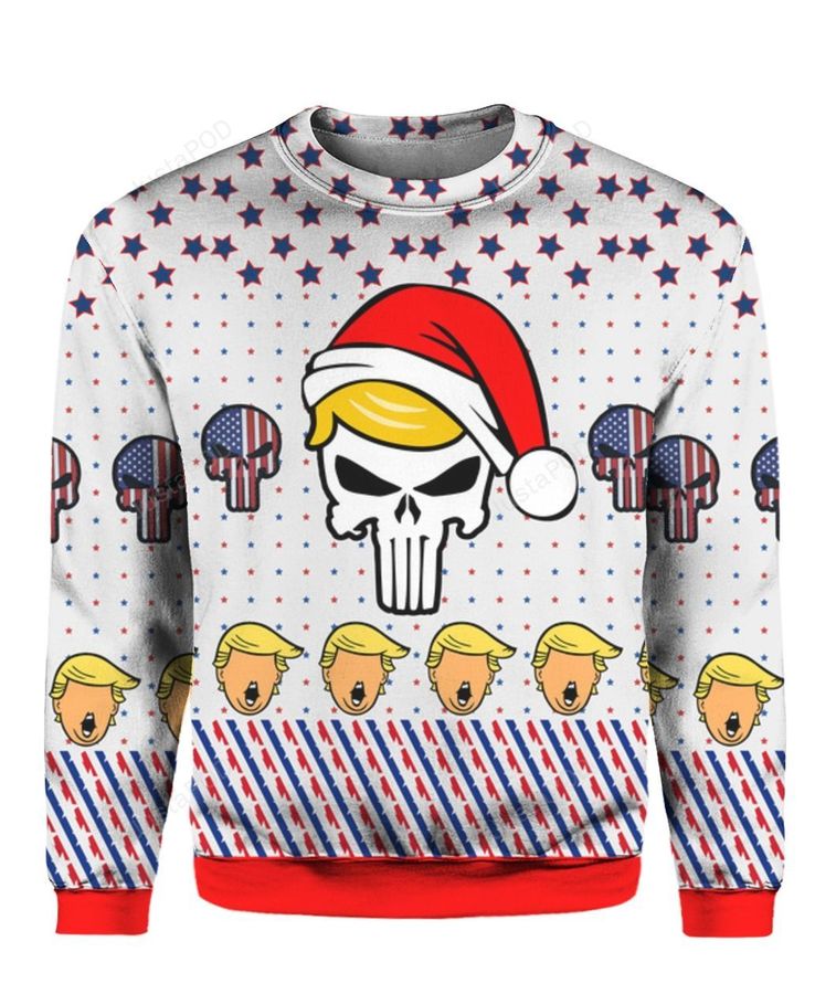 Trump Punisher 3D Print Ugly Christmas Sweater, Ugly Sweater, Christmas Sweaters, Hoodie, Sweater