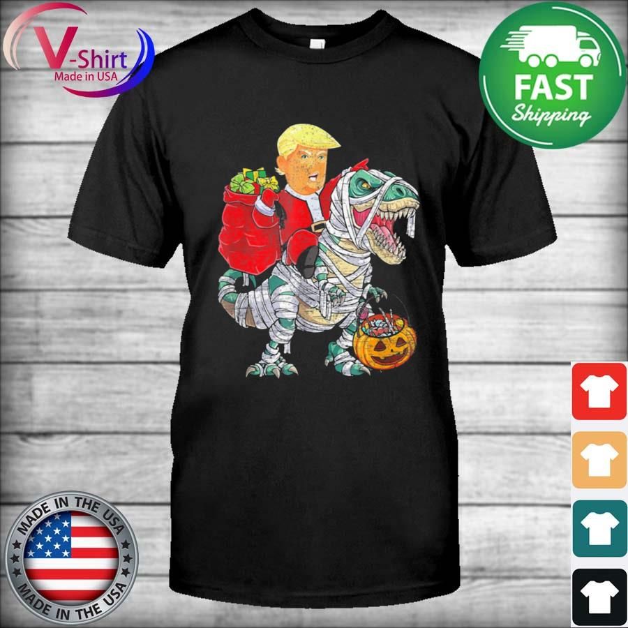 Trump Riding Dinosaur T Rex Christmas Xmas Costume Shirt