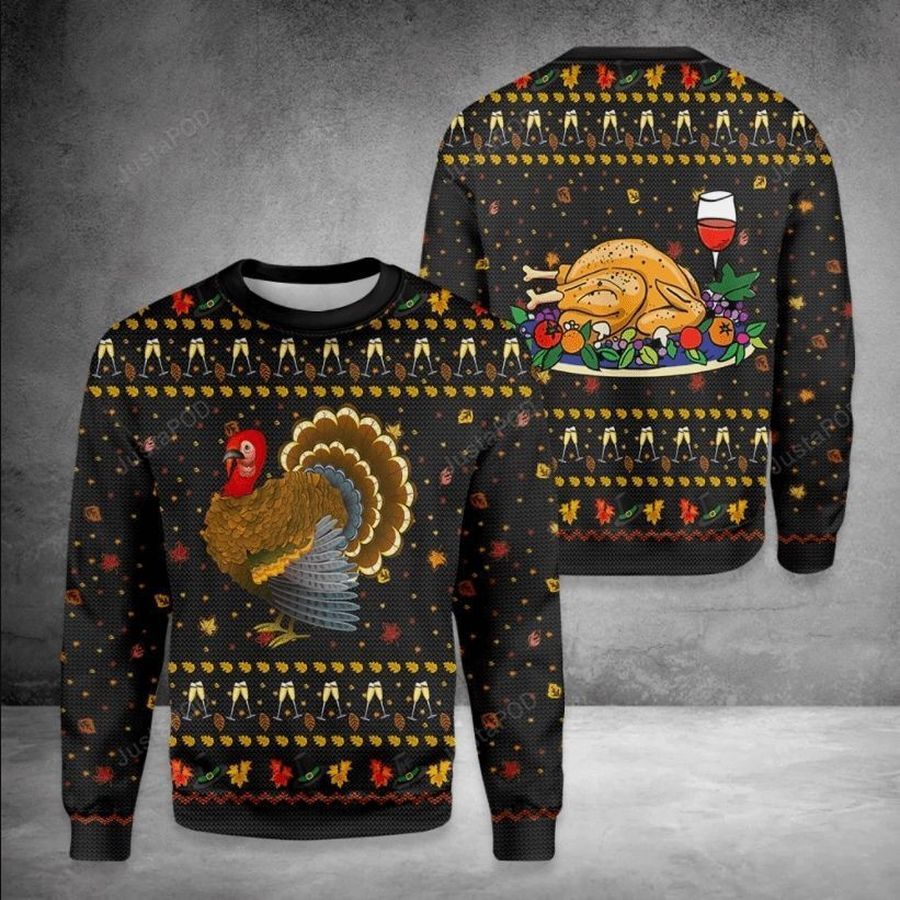 Turkey Happy Thanksgiving Ugly Christmas Sweater All Over Print Sweatshirt