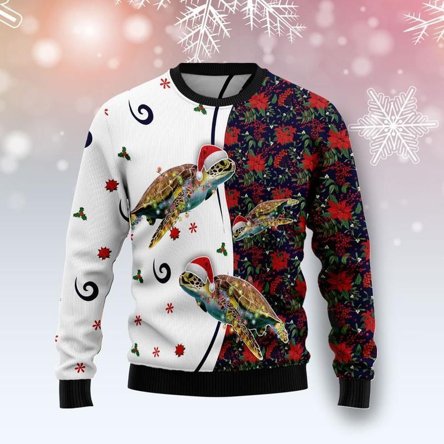 Turtle and flower 3D christmas sweater