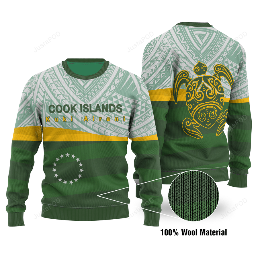 Turtle Cook Islands Flag Ugly Christmas Sweater All Over Print.png