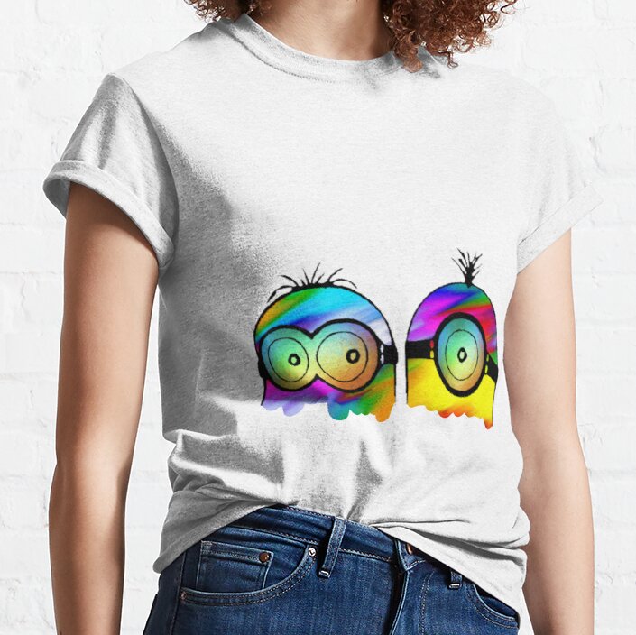 Two minions illustration design with beautiful abstract color blend Classic T-Shirt