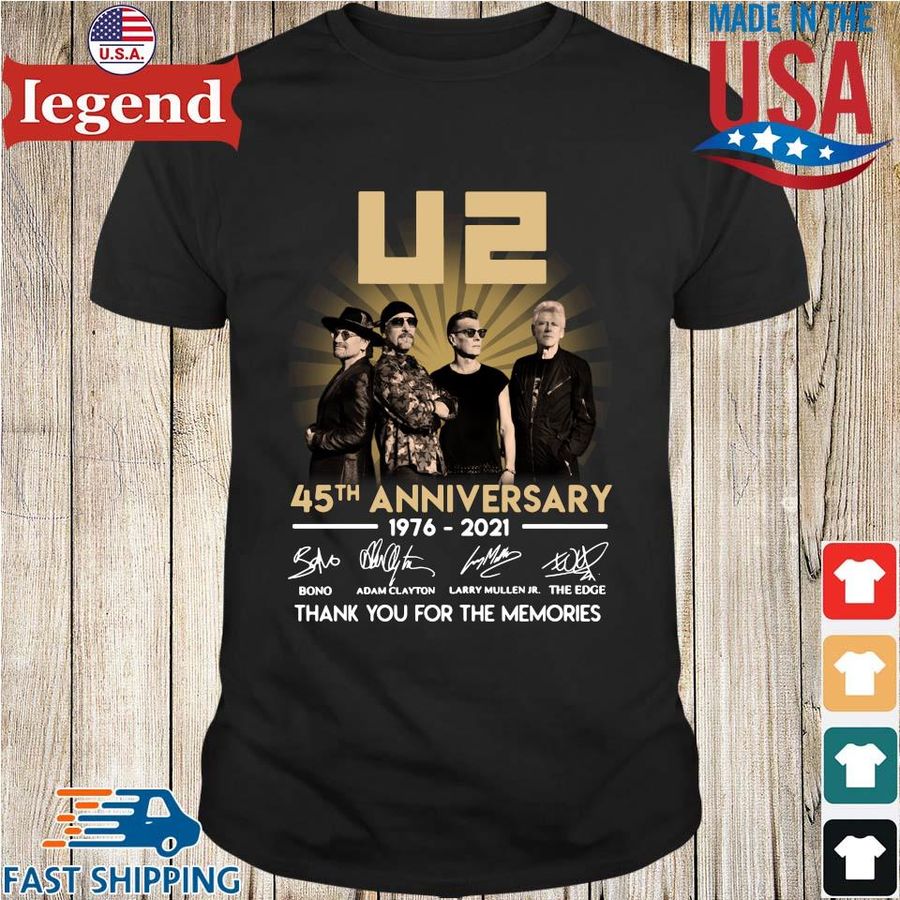 U2 45th anniversary 1976 2021 thank you for the memories signatures shirt
