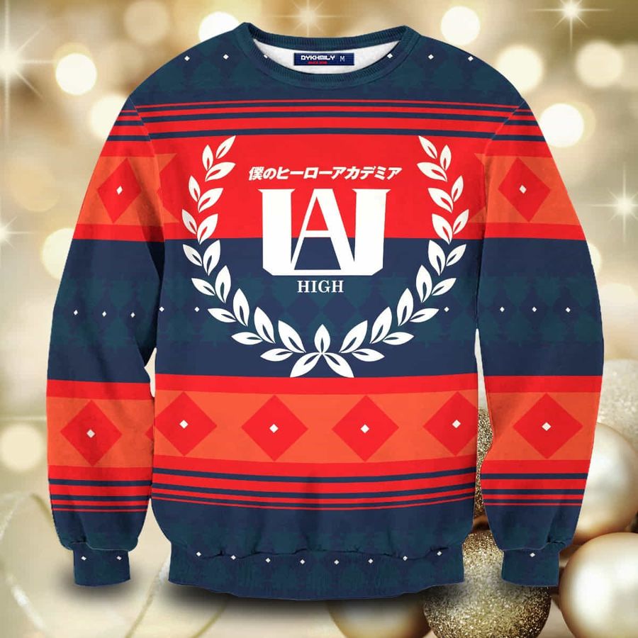 UA High Christmas Wool Knitted Ugly Sweater My Hero Academia Ugly Sweater