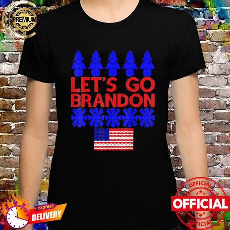 Ugly Christmas Let’s Go Brandon Impeach US Flag Tee Shirt