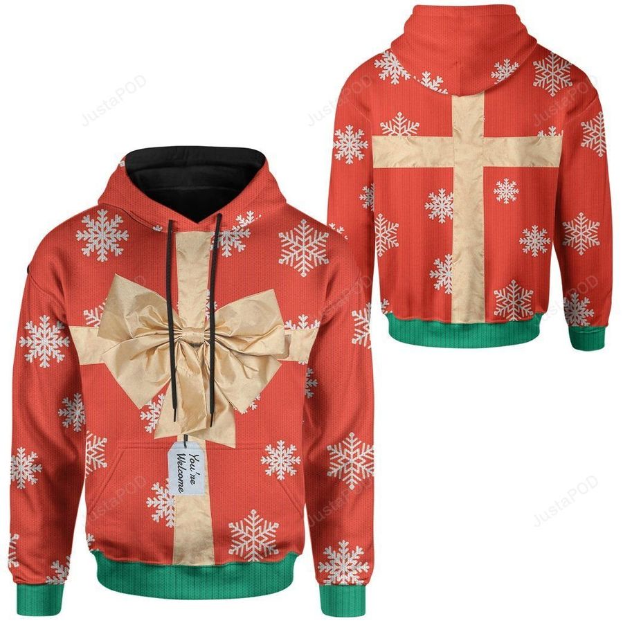 Ugly Christmas Red Gift Box 3D All Over Print Hoodie, Zip-up Hoodie, Ugly Sweater, Christmas Sweaters, Hoodie, Sweater