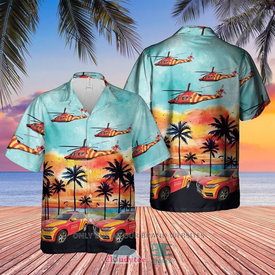 UK Essex & Herts Air Ambulance Helicopter & Car Hawaiian Shirt – LIMITED EDITION
