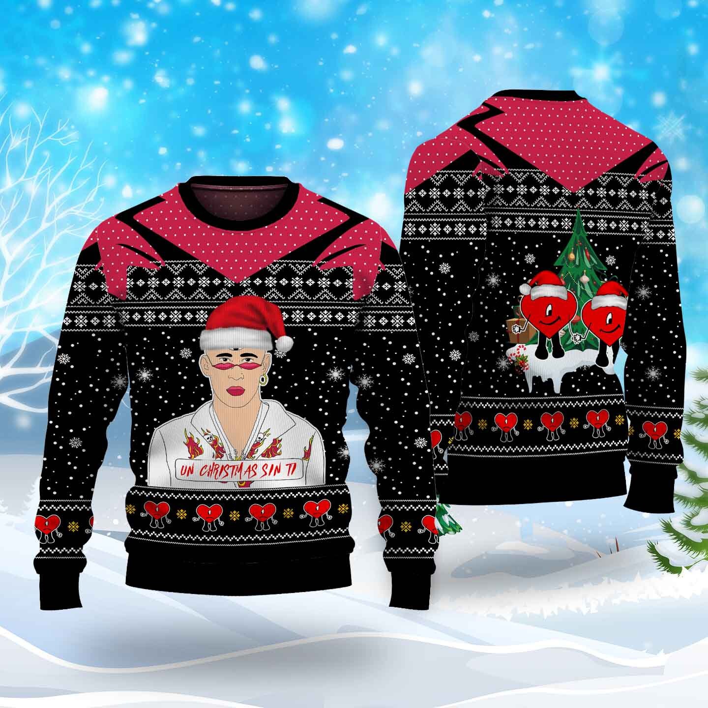 Un Chirstmas Sin Ti Bad Bunny Ugly Bad Bunny 2022 Ugly 2022 Christmas Happy Xmas Wool Knitted Sweater