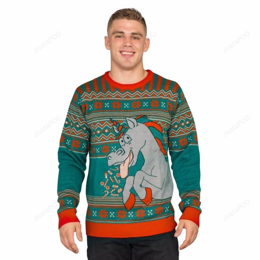 Unicorn Candy Canes and Star Dust Ugly Christmas Sweater All