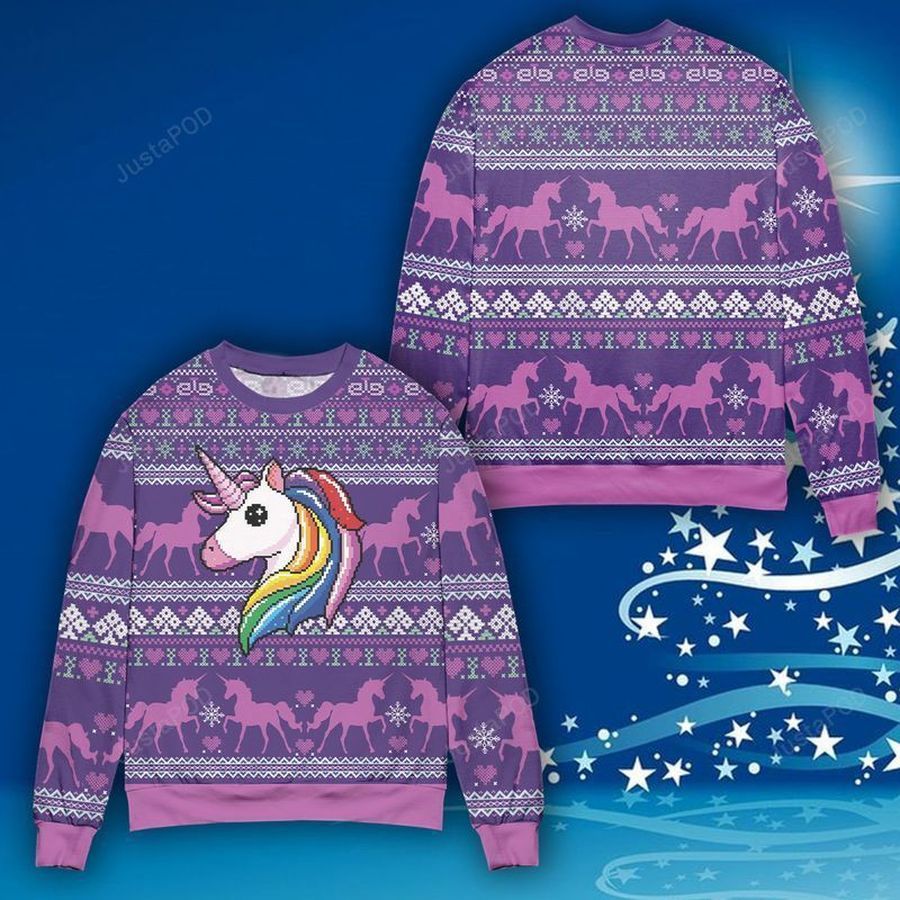 Unicorn Ugly Christmas Sweater All Over Print Sweatshirt Ugly Sweater