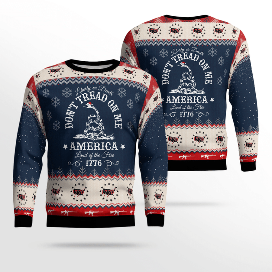 UNITED STATES PATRIOTS THREE PERCENTER LIBERTY OR DEATH DON’T TREAD ON ME AMERICA UGLY SWEATER.png
