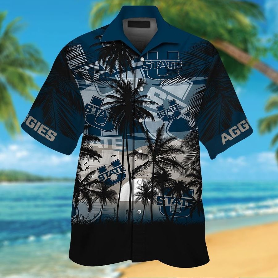 Utah State Aggies Short Sleeve Button Up Tropical Aloha Hawaiian Shirts For Men Women Shirt