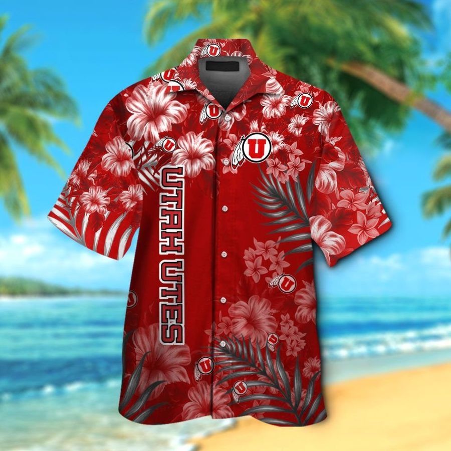 Utah Utes Short Sleeve Button Up Tropical Aloha Hawaiian Shirts For Men Women Shirt