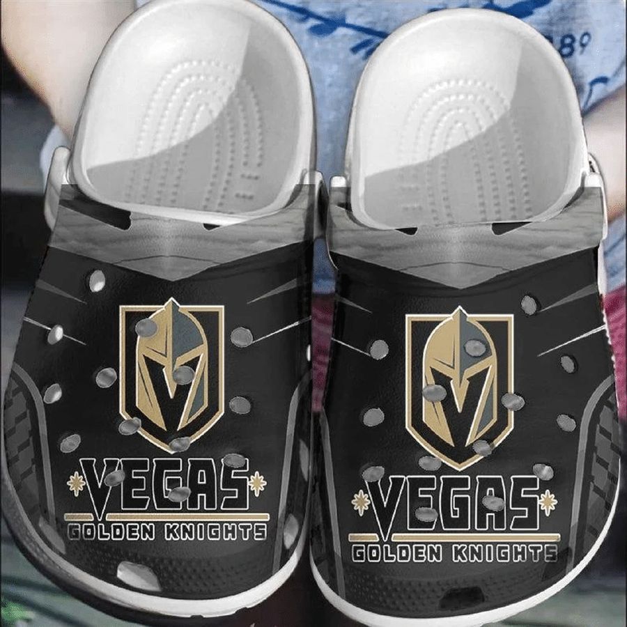 Vegas Golden Knights Crocs Crocband Clog Comfortable Water Shoes In Black