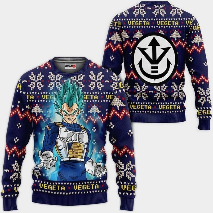 Vegeta Blue Ugly Christmas Sweater and 3D Hoodie Custom Dragon Ball