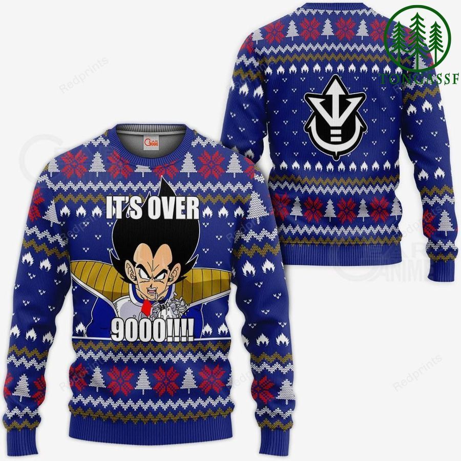 Vegeta Ugly Christmas Sweater and Hoodie It’s Over 9000 Funny DBZ Xmas Gift