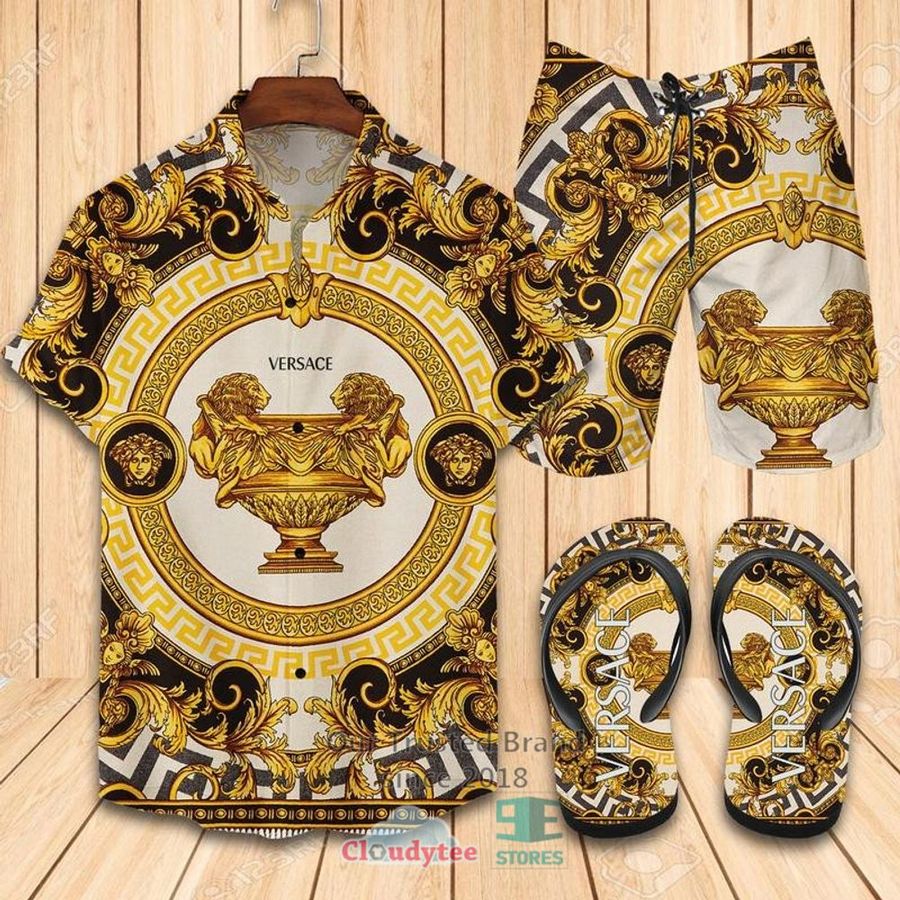 Versace Lion Pattern Hawaiian Shirt, Short, Flip-Flops – LIMITED EDITION