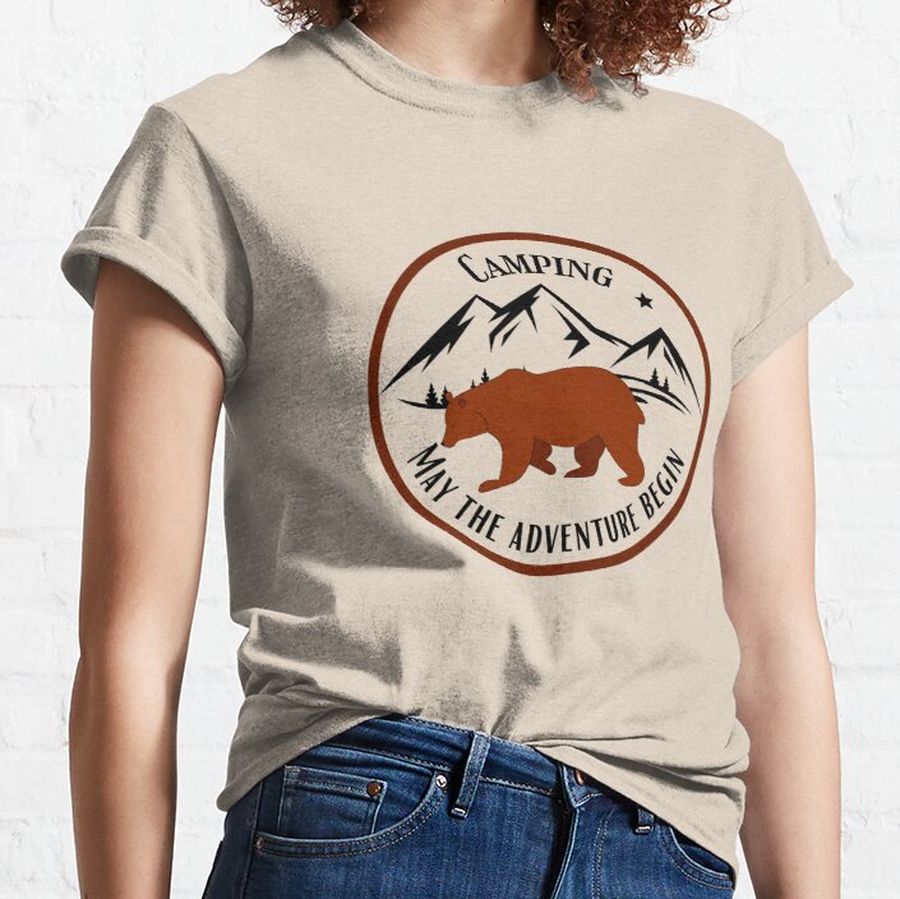 vintage camping adventure with bear Classic T-Shirt