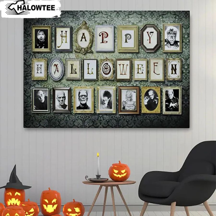 Vintage Horror Movie Characters Poster Canvas Wall Art Halloween D�cor