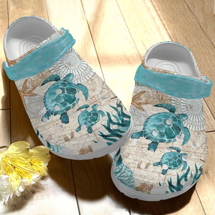 Vintage Style Turtle Shoes Crocs - Beautiful Ocean Beach Shoes Crocbland Clog For Women Man