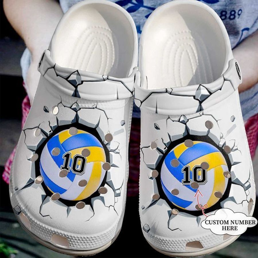 Volleyball Personalized Broken Wall Sku 2611 Crocs Crocband Clog Comfortable For Mens Womens Classic Clog Water Shoes