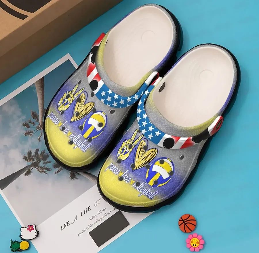 Volleyball Personalized Clog Custom Crocs Comfortablefashion Style Comfortable For Women Men Kid Print 3D Peace Love Volleyball