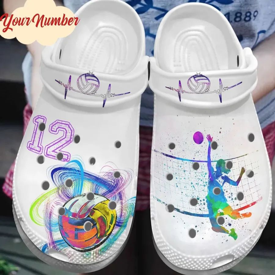 Volleyball Personalized Clog Custom Crocs Comfortablefashion Style Comfortable For Women Men Kid Print 3D Purple