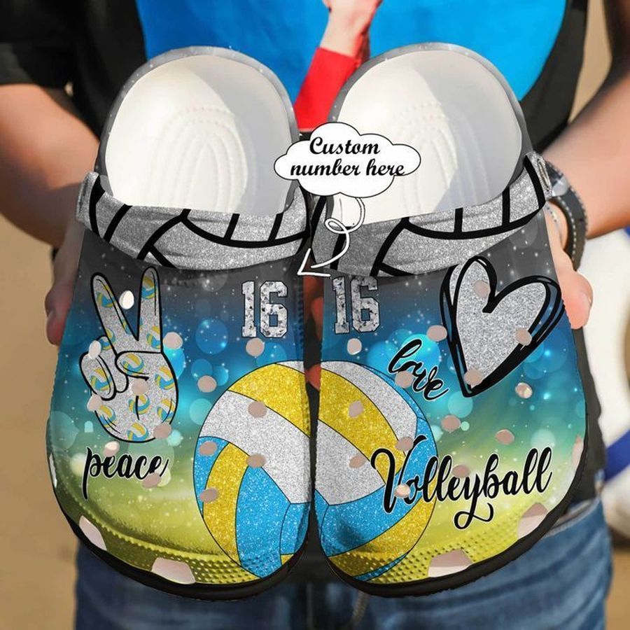 Volleyball Personalized Peace Love Sku 2637 Crocs Crocband Clog Comfortable For Mens Womens Classic Clog Water Shoes