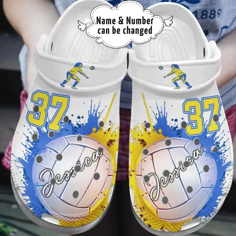 Volleyball Personalized Personalize Clog Custom Crocs Fashionstyle Comfortable For Women Men Kid Print 3D Whitesole Love Volleyball