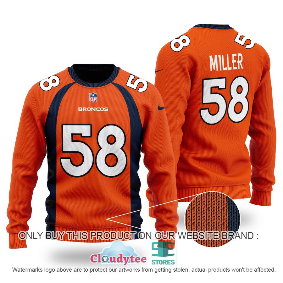 Von Miller 58 Denver Broncos Ugly Sweater – LIMITED EDITION
