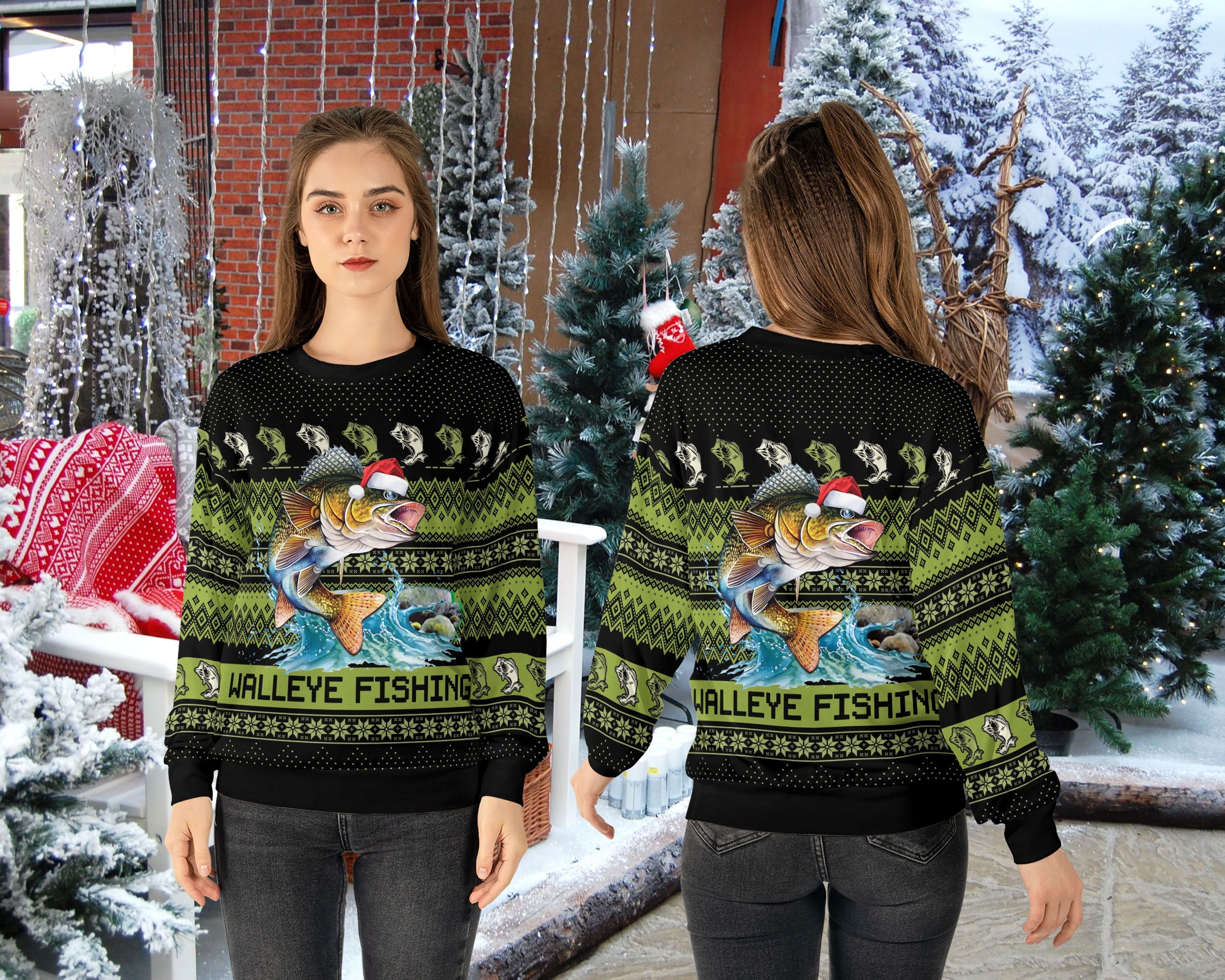 Walleye Fishing Ugly Ugly Holiday Matching Christmmas 2022 Christmas Happy Xmas Wool Knitted Sweater