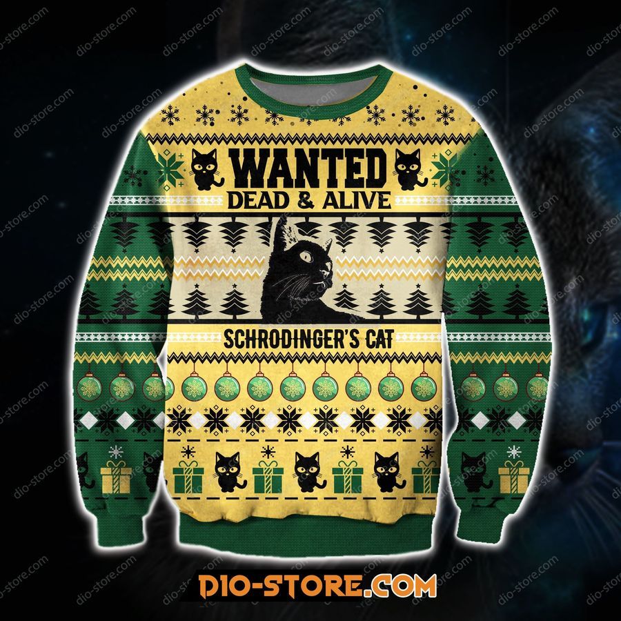 Wanted Dead Alive Schrodingers Cat For Unisex Ugly Christmas Sweater