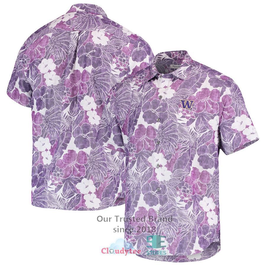 Washington Huskies Tommy Bahama Coconut Point Playa Flora IslandZone Purple Hawaiian Shirt – LIMITED EDITION – LIMITED EDITION