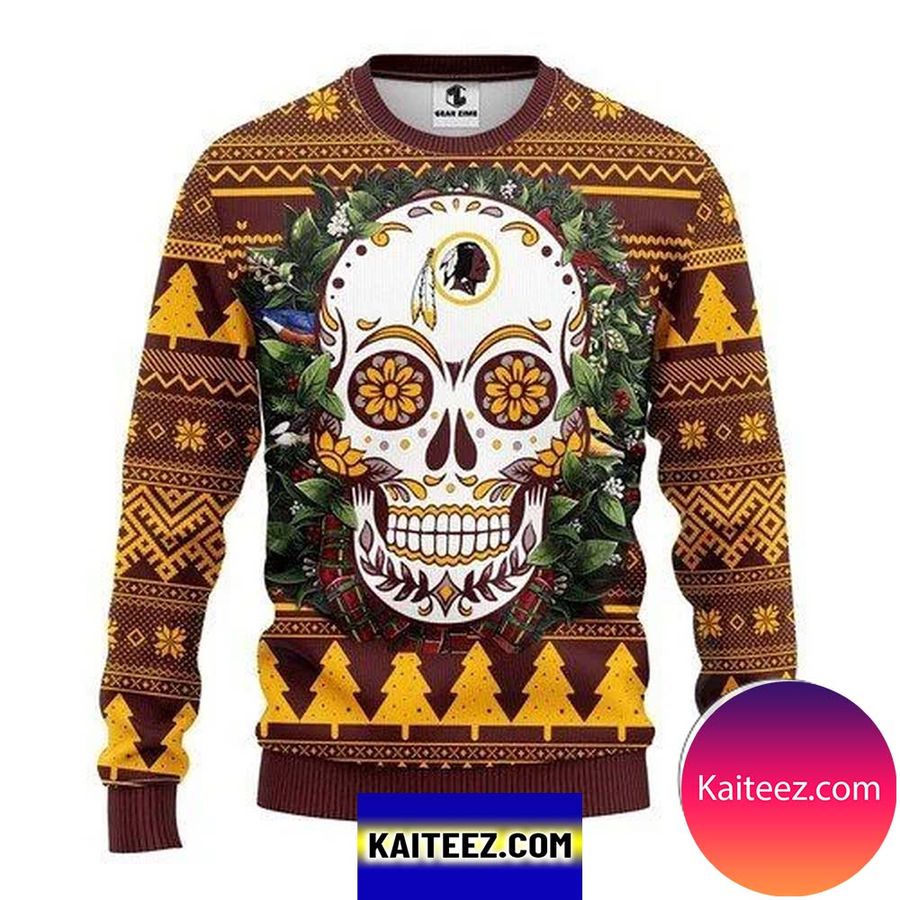 Washington Redskins Skull Flower For Unisex Christmas Ugly Sweater
