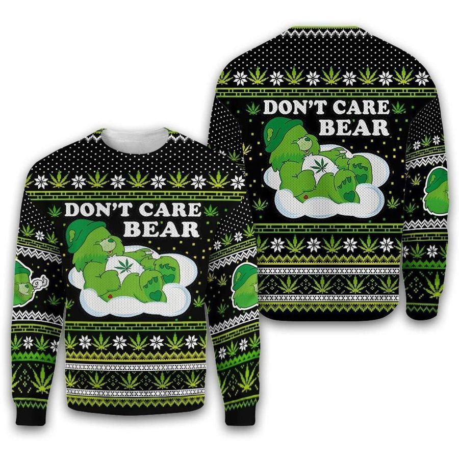 Weed Dont Care Bear For Unisex Ugly Christmas Sweater All