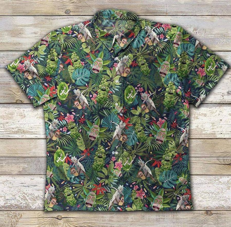 Weed Rick-and-morty Smoke Hawaiian Aloha Shirt