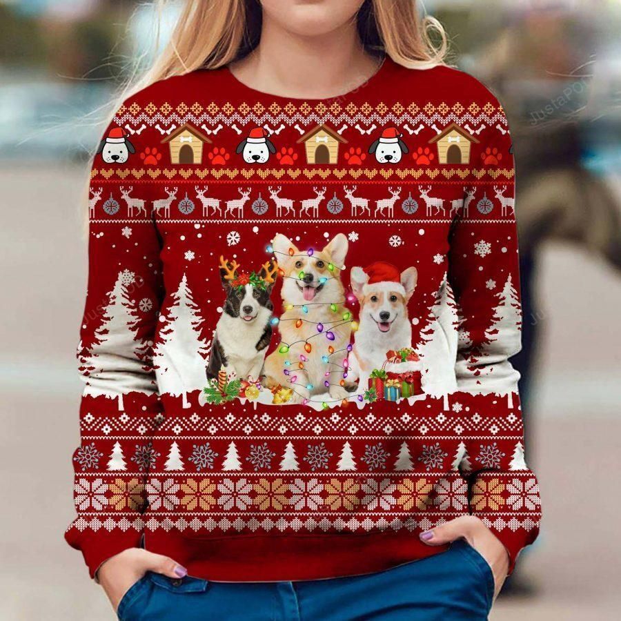 Welsh Corgi Dog Ugly Christmas Sweater All Over Print Sweatshirt