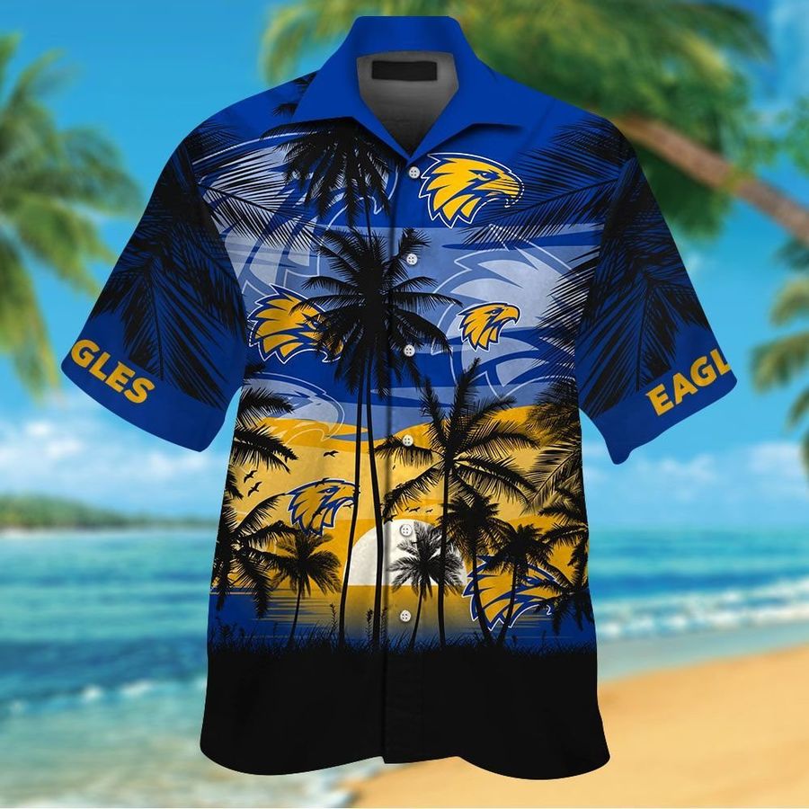 West Coast Eagles Short Sleeve Button Up Tropical Aloha Hawaiian Shirts For Men Women Afl