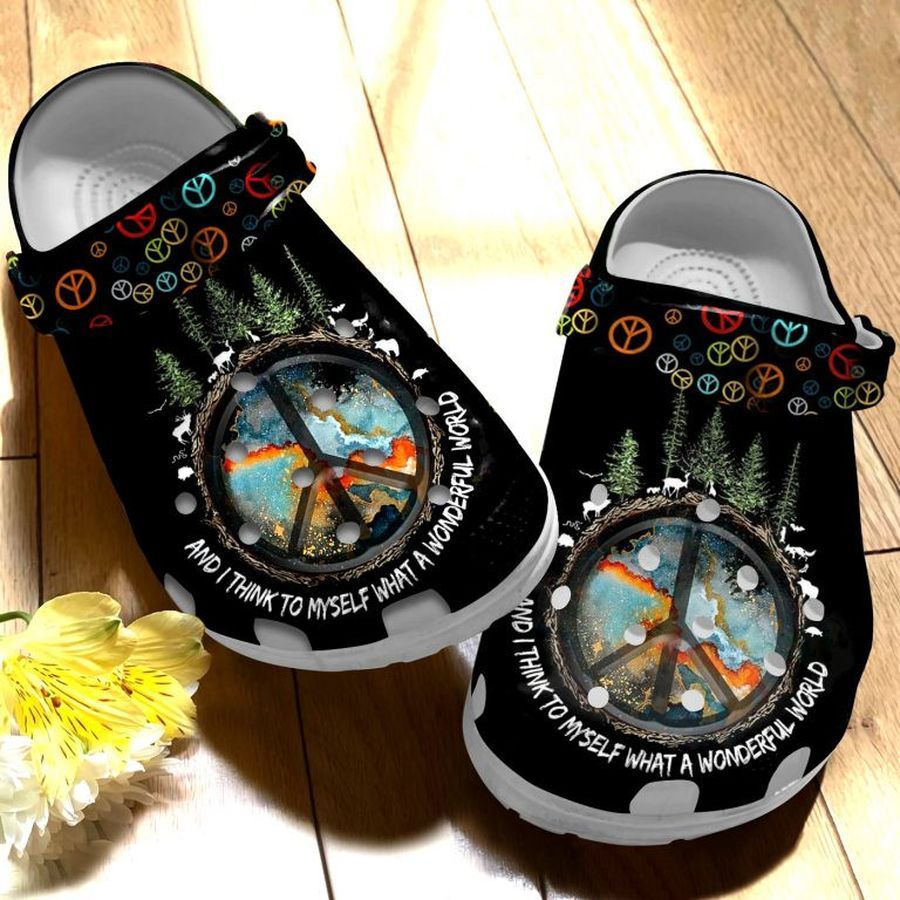 What A Wonderful World Hippie Clogs Crocs Shoes Gift For Men Women - Wrd-Hippie279