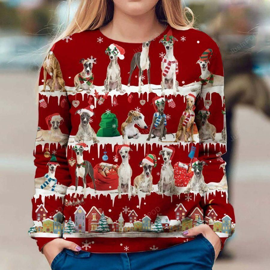 Whippet Ugly Christmas Sweater, All Over Print Sweatshirt, Ugly Sweater, Christmas Sweaters, Hoodie, Sweater
