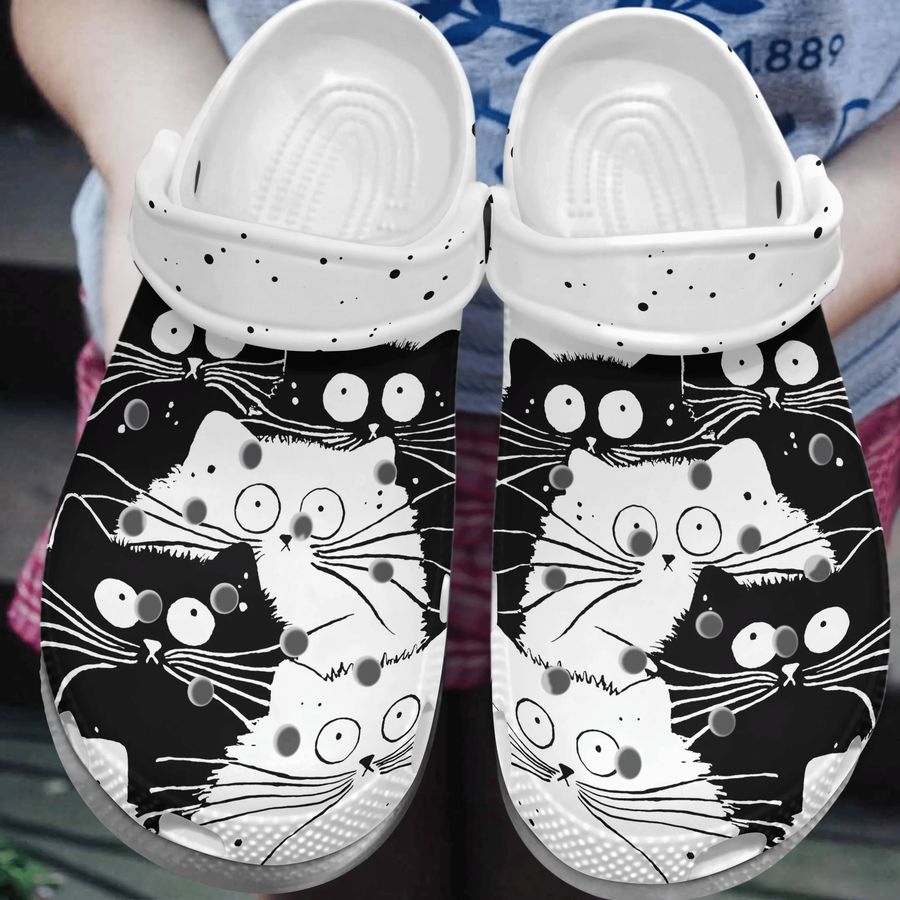 White Cats And Black Cats Meme Anime Cat Gift For Lover Rubber Crocs Crocband Clogs, Comfy Footwear Men Women Size Us