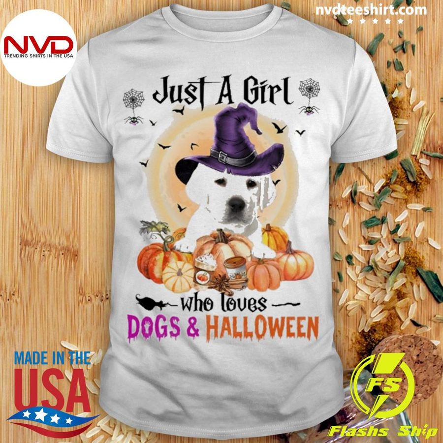 White Labrador Just A Girl Who Loves Dogs And Halloween Shirt