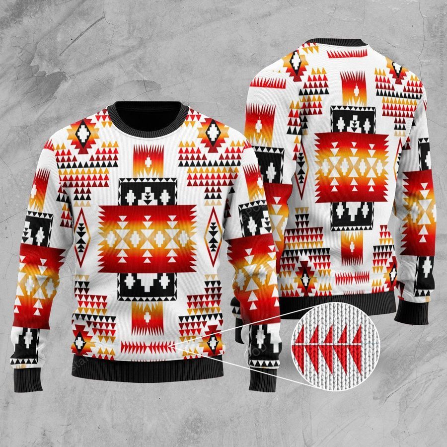 White Tribes Pattern Ugly Christmas Sweater All Over Print Sweatshirt