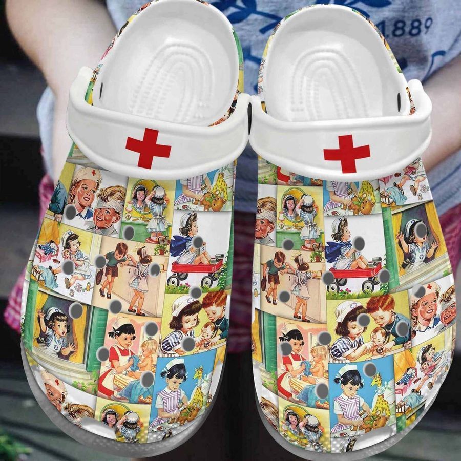 Whitesole Lovely Nurse Personalize Clog Custom Crocs Clog Number On Sandal Fashion Style Comfortable For Women Men Kid