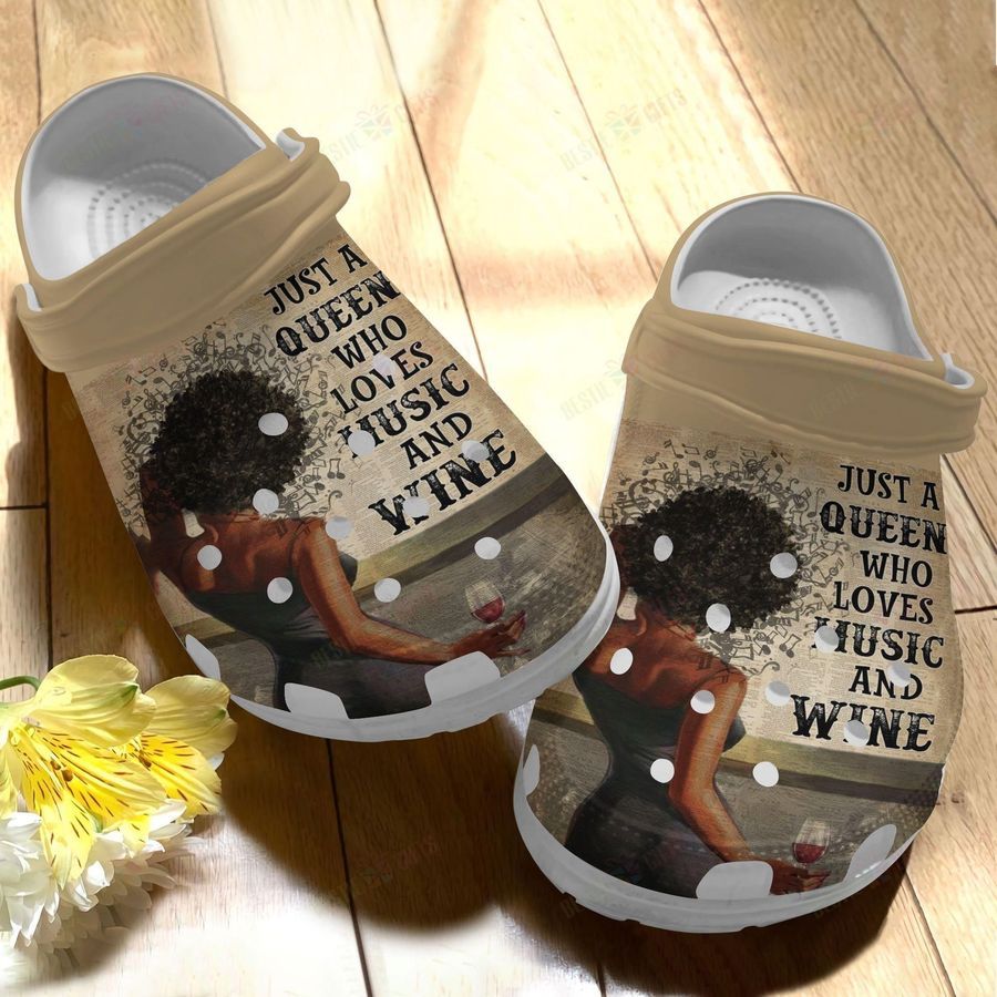 Wine Crocs Classic Clog Whitesole Just A Queen Who Loves Wine Shoes