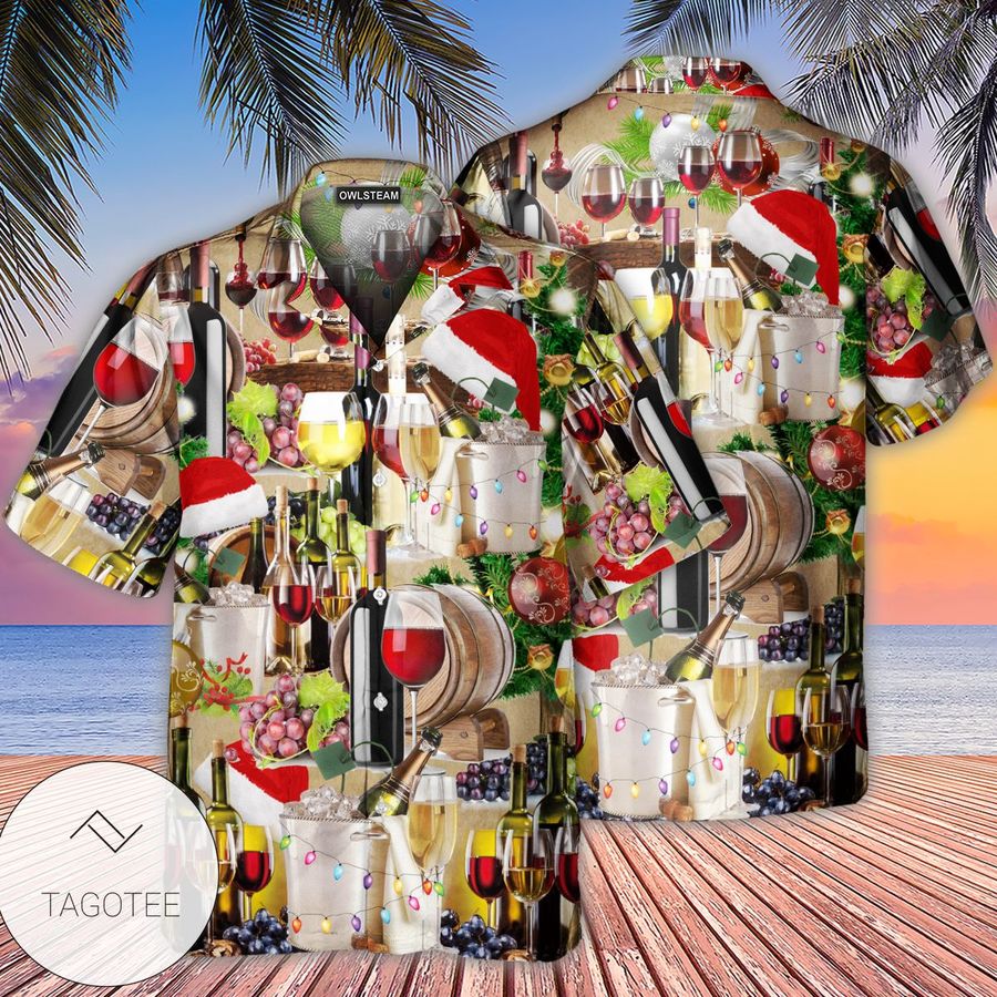 Wine For A Christmas Night Hawaiian Shirt