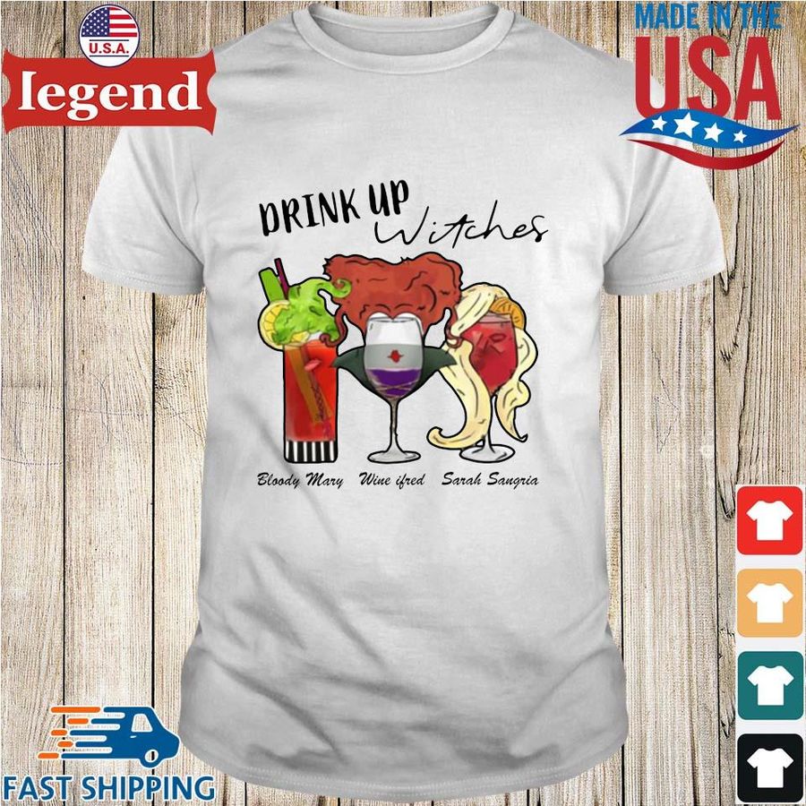 Wine Hocus Pocus drink up witches bloody mary winifred sarah sangria Halloween shirt